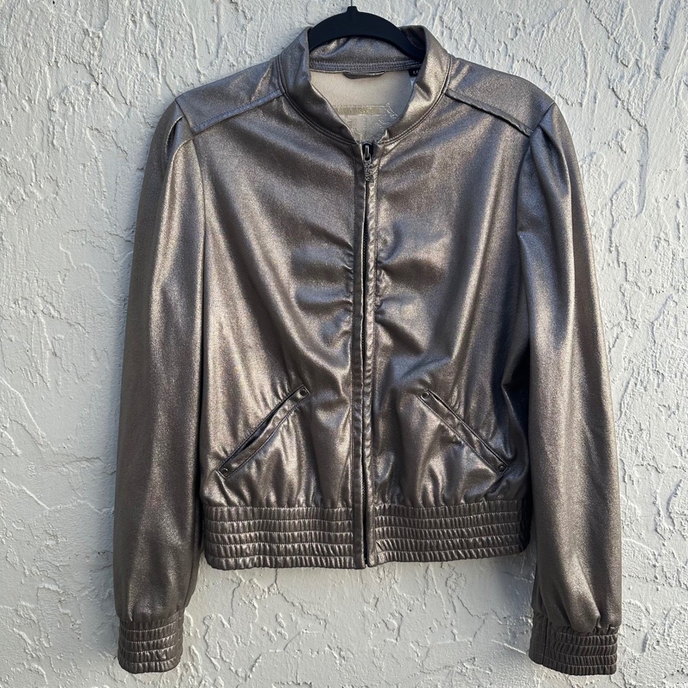Miss Sixty Metallic Bomber Jacket Women's Small Zip Up‎ Vintage Y2K